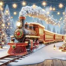 1 طقم رسم الماس 5D، بنمط قطار ملون للكريسماس، مناسب للمبتدئين البالغين DIY فن الموزاييك الماسي، رسم الماس كامل الحفر DIY لديكور الحائط في غرفة المعيشة والنوم والمكتب، هدية فنية مفاجئة لديكور المنزل للعائلة والأصدقاء - متعدد الألوان - مشاهدة 10