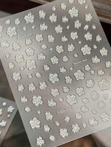 1/2 piezas Pegatinas de uñas con flores blancas pequeñas en relieve, pegatinas de arte de uñas versátiles con delicadas flores blancas de primavera