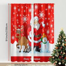 2 piezas Cortinas de entrada de Navidad con diseño de Papá Noel, renos y muñeco de nieve, estilo art decó, de poliéster lavable a máquina, cortinas con tema navideño sin forro para decoración de temporada navideña - uso durante todo el año