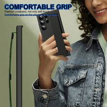 غطاء هاتف بسير معصم من نسيج جلدي لهواتف سامسونج S22/S23/S24/S25 بلس/ألترا، غطاء واقي للهاتف بتصميم بسيط مناسب للجنسين