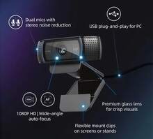 Logitech C920E Professional Video Conferencing Camera With 1080P HD Quality, Dual Stereo Microphones, Noise Reduction, Automatic Light Compensation, And Plug-And-Play Installation.
