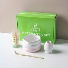 1pc/4pcs/7pcs Matcha Tea Set, Japanese Style Matcha Bowl With Spout, Matcha Whisk Holder, Ceramic New Matcha Whisk, Matcha Scoop, Tea Strainer, Tea Cloth, Holiday Gift Set, Christmas Gift