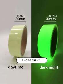 1pc 1.97*196.85inch Glow-In-The-Dark Adhesive Tape, Fireproof Warning Tape For Home Use, Stage Green Fluorescent Anti-Collision Tape, Green Light Adhesive Sticker