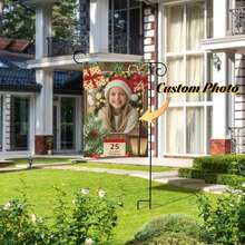 1 pezzo Bandiera da giardino natalizia personalizzata - Foto e testo personalizzati, disponibile in più stili, personalizzazione fronte-retro, senza cornice in metallo, adatta per decorazioni interne ed esterne, giardino, camera da letto e decorazioni stradali, decorazione per la casa, festa della mamma, Ognissanti, Pasqua, festa del papà, Ringraziamento, Natale, matrimonio, Capodanno, San Valentino - Può essere utilizzata anche come arazzo o bandiera personalizzata - Natale - Visualizzare 13