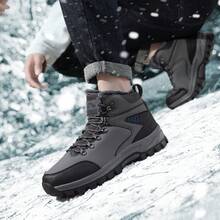 Chaussures de sport décontractées pour hommes, tige  avec doublure , chaussures d'hiver chaudes à tige haute, bottes de randonnée