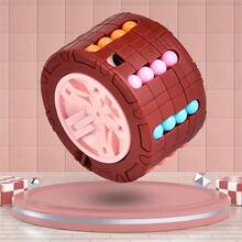 3D圆柱形立方体玩具魔豆旋转滑块游戏（红色、蓝色、黑色），万圣节、圣诞节礼物、感恩节礼物 - 彩色 - 查看 8