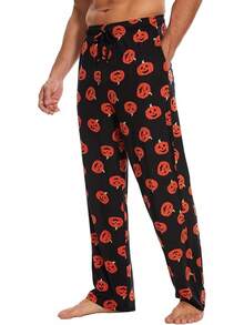 Mens Pajama Pants - Viscose Made From Bamboo, Soft Sleep Pants Comfy Drawstring Lounge Bottom With Pockets Sweatpantshalloween - Bí ngô - Xem 4