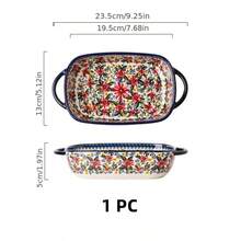 1pc, 9.2in, Polish Style, Rectangular Dual-Handled Baking Dish, Ramen Bowl, Pasta Plate, Dessert Plate, Fruit Plate, Casserole Dish, Microwave & Oven , Salad Plate, 600ml, Suitable For Restaurant, Home, Party - Multicolor - View 9
