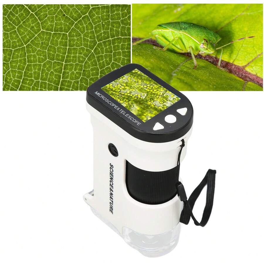 800x Handheld Digital Microscope With Portable Screen Pocket Microscope 800X 2 Inch Color LCD Screen 2000mAh Battery Multifunction Portable Microscope For Plants Stone Coin - White - View 1