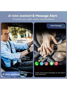 Microwear 2.07" HD Touch Screen Unisex Smart Watch, Fitness Tracker, Phone Call, Heart Rate & Blood Oxygen Monitor, Sleep & Activity Tracking, Compatible With IOS & Android - Black - View 5