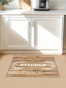 1/2/3 Pcs/Set Farmhouse Style Kitchen Mat, Non-Slip Rug With Printed Wooden Board And Olive Branch Design, Suitable For Home Use