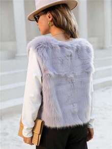 Women Faux Fur Coats - Grey - View 2