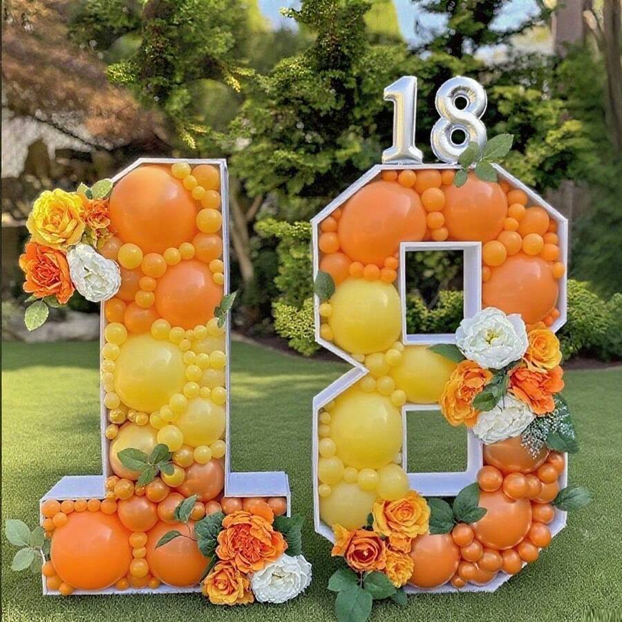 3FT/91.5cm KT Marquee Number Boards: Large DIY Frames For Balloons/Flowers – Great For Birthdays, Graduations & Parties (Combos: 18,20,21,25,30,40,50,60 Etc.) - trắng - Xem 1