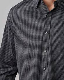 Camisa de oficina para hombre, camisas de vestir de rendimiento para hombre, lavables a máquina, resistentes a las arrugas, corte slim fit con botones - Cuadros azul marino/grises - Ver 2