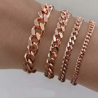 Copper Cuban Link Bracelet, 5mm/7mm/9mm/12mm Width, 0.20"/0.28"/0.35"/0.47'', Thick Chain Wrist Bracelets For Men Women