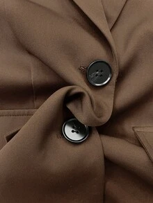 Women's Elegant Single Button Commuter Blazer - Chocolate Brown - View 7