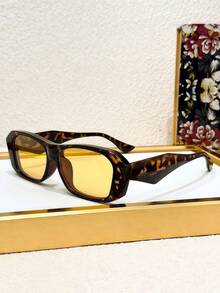 1pc Retro Small Frame Asymmetrical Rectangular Fashion Glasses - Stylish Wide Frame, Durable Plastic Frame, Unisex - Multicolor - View 4