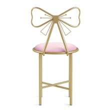 UNHO Fashion Vanity Stool 1PC Metal Frame Bowknot Backrest Pink Dressing Makeup Chair Seat - Pink - View 9