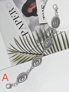 1pc Bohemian Hollow Oval Turquoise Hat Chain, Fashionable Versatile Decorative Chain, Suitable For Baseball Cap And Visor Hat Accessories