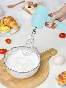 1 pezzo Frullatore elettrico senza fili per uso domestico, piccolo sbattitore per uova, montatore di panna, utensile da forno, frullatore elettrico portatile a batteria con controllo automatico a 3 velocità, doppia frusta di ricambio, per mescolare, impastare, biscotti, torte