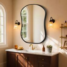 Gourd-Shaped Wall Mirror With Aluminum Alloy Frame For Bathroom, Living Room Decor, Vanity, Entryway & Bedroom