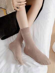 3 đôi tất dày ấm áp dành cho nữ, màu ngẫu nhiên, thích hợp cho mùa thu/đông, thanh lịch và thoải mái. - Nhiều màu - Xem 2