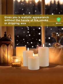 Set de 3/2/1 piezas de nuevas luces de vela electrónica tipo bala LED de Navidad, velas de cera de piedra falsa, luces de vela electrónica LED, adecuadas para Navidad, Halloween, decoración de vacaciones, decoración de habitaciones y decoración de fiestas, iluminación romántica LED para bodas (con o sin control remoto) (Baterías no incluidas) - Multicolor - Ver 7