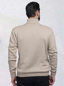 1pc Men High Neck Sweater, Fashion Sporty Versatile Daily Commute Streetwear Warm Outdoor Hiking Exercise Casual Base Layer Pullover, Suitable For Halloween, Fall/Winter