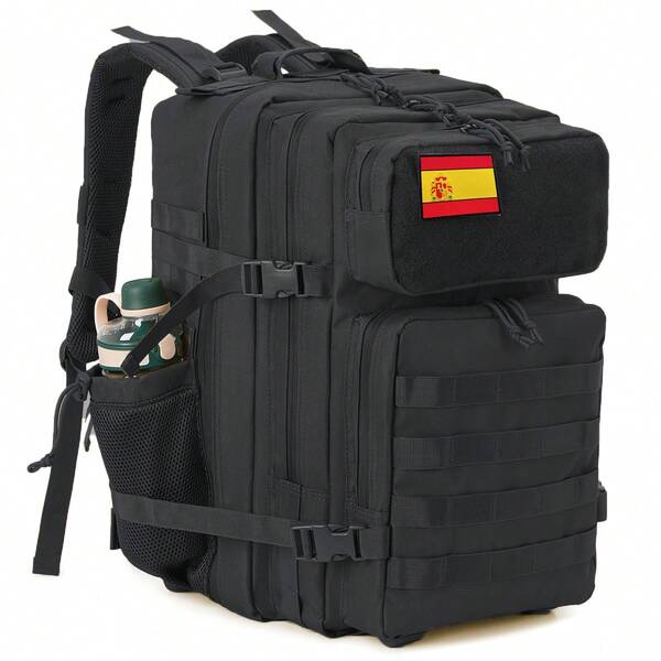 Mochila táctica de 45L para hombre: modelo especial para escape de emergencia y senderismo de 3 días, con soporte para botella de agua incorporado, adecuado para diversos escenarios al aire libre como acampar, hacer senderismo y viajar.