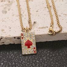 Lady's Fashion Jewelry Hip-Hop Style Shiny Rhinestone Red Heart A Pendant Necklace Suitable For Daily Wear