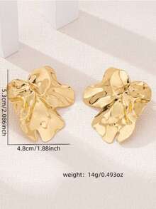 1 Pair Geometric Chic Iron Stud Earrings, Suitable For Weddings, Parties And Daily Wear