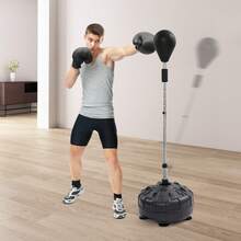 YUNRUX Sacco da boxe con supporto, sacco da boxe autoportante con supporto per adolescenti e adulti, set di sacchi da boxe regolabili in altezza per allenamento, esercizio fisico, fitness e antistress - nero - Visualizzare 11