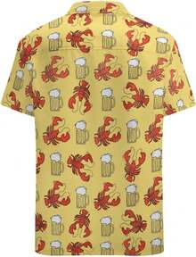 Men's Novelty Button Up Shirt Funky Short Sleeve Party Shirts Casual Hawaiian Beach Shirthalloween - 棕色,白色 - 查看 7