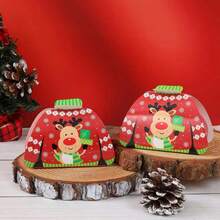 Juego de 24 cajas de regalo con diseño de renos - Contenedores de regalo de papel para inauguración de casa, aniversario y celebraciones festivas - Regalos temáticos de suéter feo navideño, Papá Noel, muñeco de nieve para fiestas de invierno, Navidad, decoración de Año Nuevo