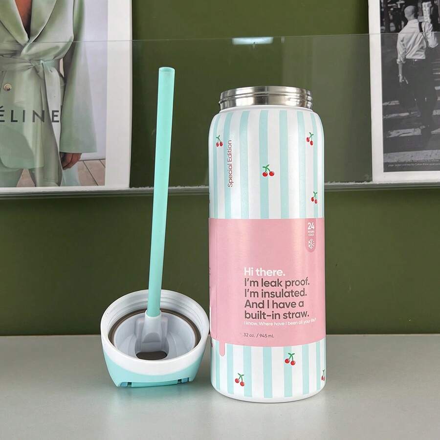 OWALAFreeSip  32oz Straw Insulated Water Bottle Double-Layer Stainless Steel Vacuum Thermal Mug For Sport And Travel - Gối chiến đấu-32oz - Xem 1