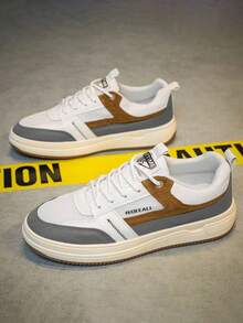 Zapatillas De Skate Casuales Para Hombre,Men's antideslizante zapatos deportivos ligeros,fitness/commuting,multifuncional deportes usable simple color que choca zapatos de tablero de estudiante. - Beis - Ver 1