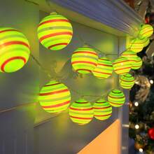 Nuevas luces de cadena de bolas de Navidad LED verdes - Alimentadas por batería (baterías no incluidas) | Perfectas para decoración del hogar, árbol de Navidad, ambiente del dormitorio y iluminación navideña del jardín