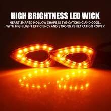 2 pièces/set Éclairages de travail pour moto 12V avec 12 lumières en forme de cœur creux, ampoules LED jaunes haute luminosité, portée d'éclairage claire et lumineuse, câblage non destructif, design cool et attrayant, universel pour les motos