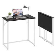 Dripex Folding Desk Foldable Small Computer Desk Writing Table For Small Place Easy Assembly, Black - Black - View 1