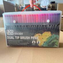 120 PCS Dual Markers Brush Pen Fine Double Tip Point Art Marker For Adult Coloring Hand Lettering Writing Planner Journal Note Calligraphy Drawing Art Craft School Supplied