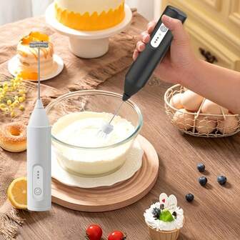 2-In-1 Electric Milk Frother & Handheld Mixer With USB Charging, 3-Speed Adjustable Powerful Motor, Built-In Egg Beater & Foam Maker, Cordless Operation For Coffee, Latte, Cappuccino, Whisky - Compact Kitchen Appliance With Ergonomic Handle, USB-Powered (Compatible With USB-C Devices), Handheld Milk Frother 500mAh