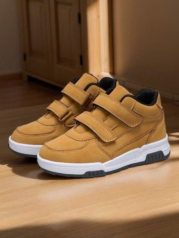 1 par de zapatillas casuales para adolescentes, niños y niñas, estudiantes - Cómodas de caña alta, con puntera anti-colisión, suela antideslizante, impermeables, resistentes al desgaste, elásticas, con amortiguación de impactos, de unicolor y elegante, adecuadas para la calle, vacaciones, escuela, deportes, casual, skateboarding, actividades al aire libre, todas las estaciones