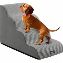 Dog Stairs, Pet Stairs, for Small Dogs, Bed, Sofa, Waterproof Cat Stairs, Non-Slip, Gringe Tilt, Removable Washable Cover, Handle, Grey - Grau - Übersicht 4