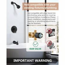 Shower Trim Kit Bathtub Shower Faucet SetVae Included With Shower Head SingleHandle Tub Shower Kit Matte Black - MatteBlack - View 2