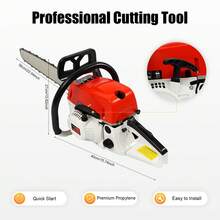 SanBouSi Gas Chainsaw 58CC Power Chain Saw 22 Inch Chainsaw Cutting Wood Gas Sawing, Chain Saw Set Handheld Cordless Petrol Chain Saws For Trees Wood Cutting Gas Powered Farm Garden Tools - 紅白色 - 查看 10