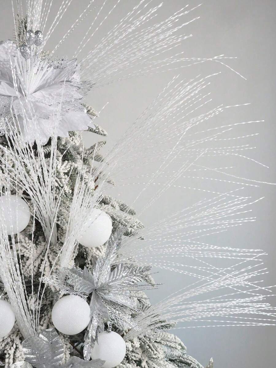 2/4/8 Stück 68cm Weihnachtsdekoration funkelnde Zweige künstliche gekräuselte Zweige für Weihnachtsbaum Dekoration Wohnraumdekoration Weihnachtsdekoration Winterraumdekoration