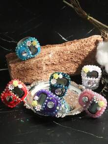 1 pieza/5 piezas/10 piezas Renovación de primavera | Contador de flores de dedo con rhinestones, de doble uso para contar mantras/ejercicios - Multicolor - Ver 1