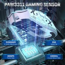 ATTACK SHARK X11 SUPERLIGHT 三模式游戏鼠标，带磁吸充电底座，搭载 PixArt PAW3311 游戏传感器，支持蓝牙/2.4G 无线/有线连接，22000 DPI，办公游戏两用鼠标，适用于 Win11/PC 系统。 - 彩色 - 查看 5