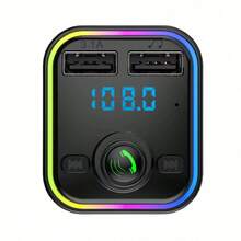 Transmisor para Auto con Pantalla LED FM Bluetooth 2 Puertos USB y Reproducción MP3 Compatible con Tarjeta TF Transmisor Bluetooth para Coche con LED RGB - Negro - View 3