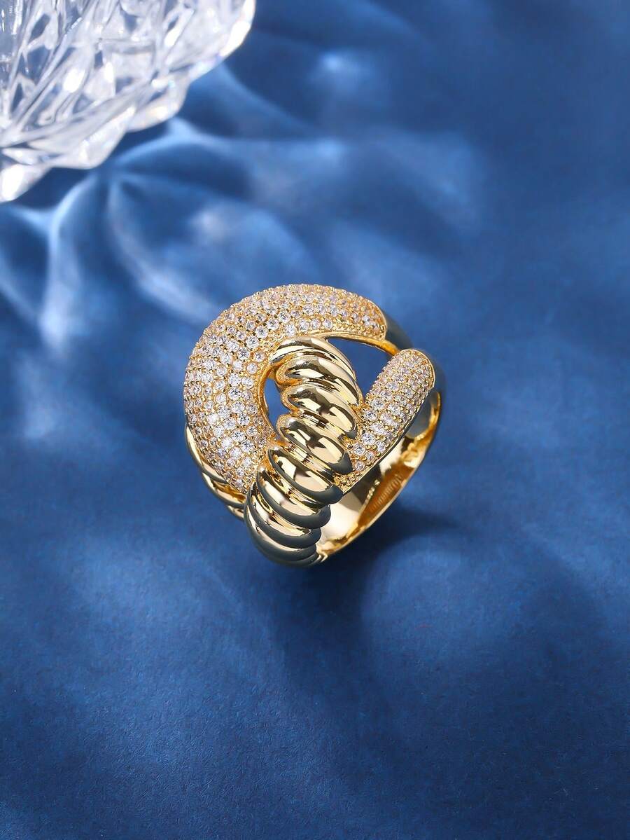 1pc Copper Material Fashionable Charm Unisex Ring, Suitable For Gift, Women's Holiday And Daily Wear - 016055-1 - View 1